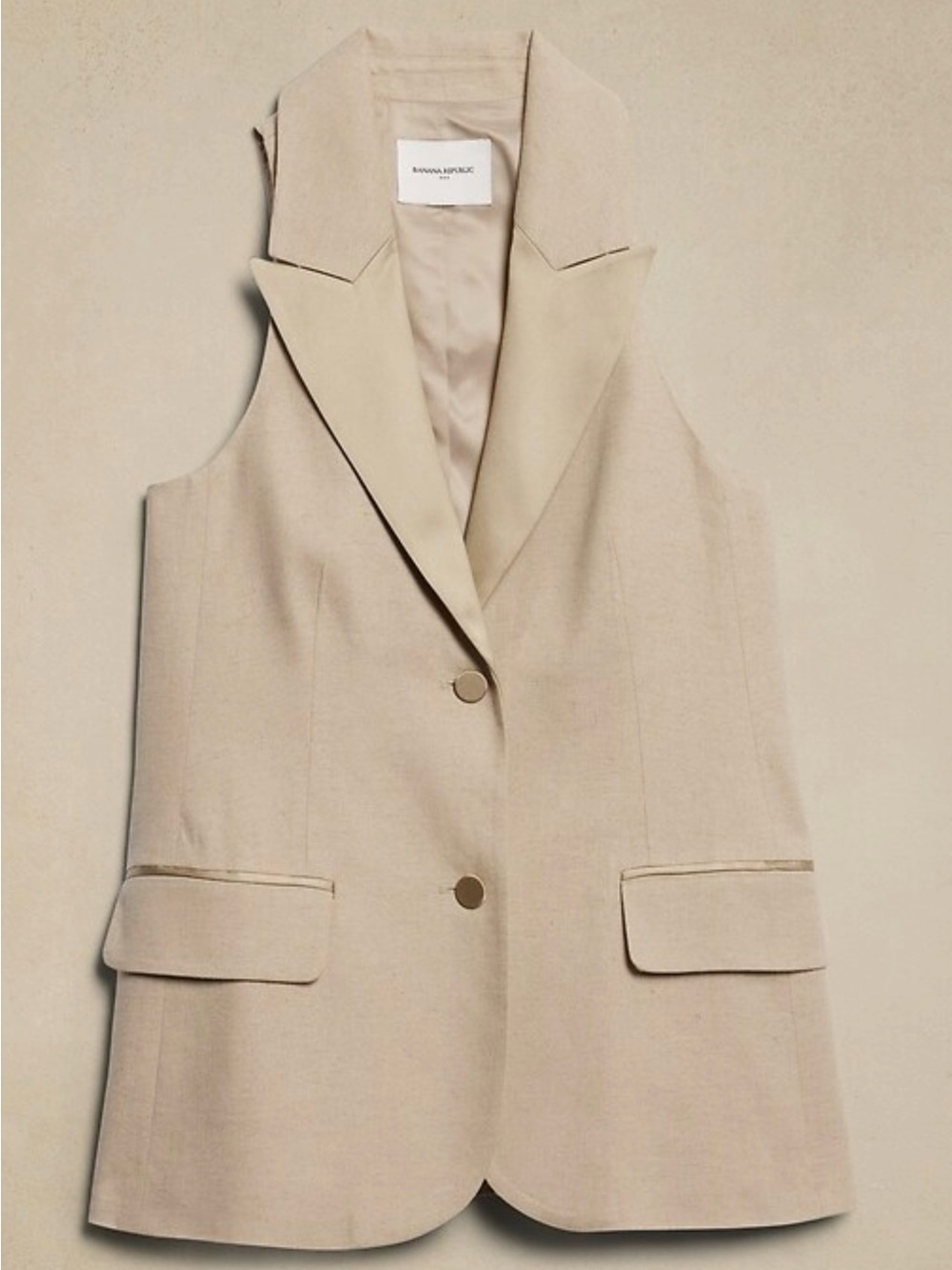 Banana Republic Sleeveless Tailored Blazer Vest in Beige - Picture 1 of 4